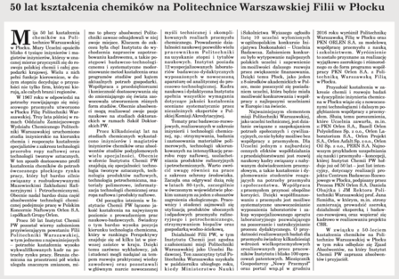 50 lat kształcenia chemików w PW Filii w Płocku