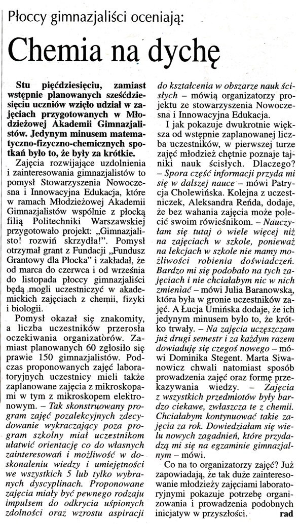 Tygodnik Płocki Chemia na dychę