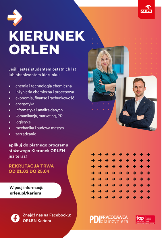 Orlen_Kariera_ulotka z kierunkami studiów