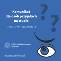 Komunikat dla osób przyjętych na studia stacjonarne I stopnia